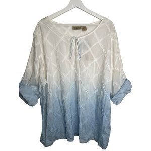 Art and Soul NWT Women’s Ombré Blue and White Pull Over Top 3X